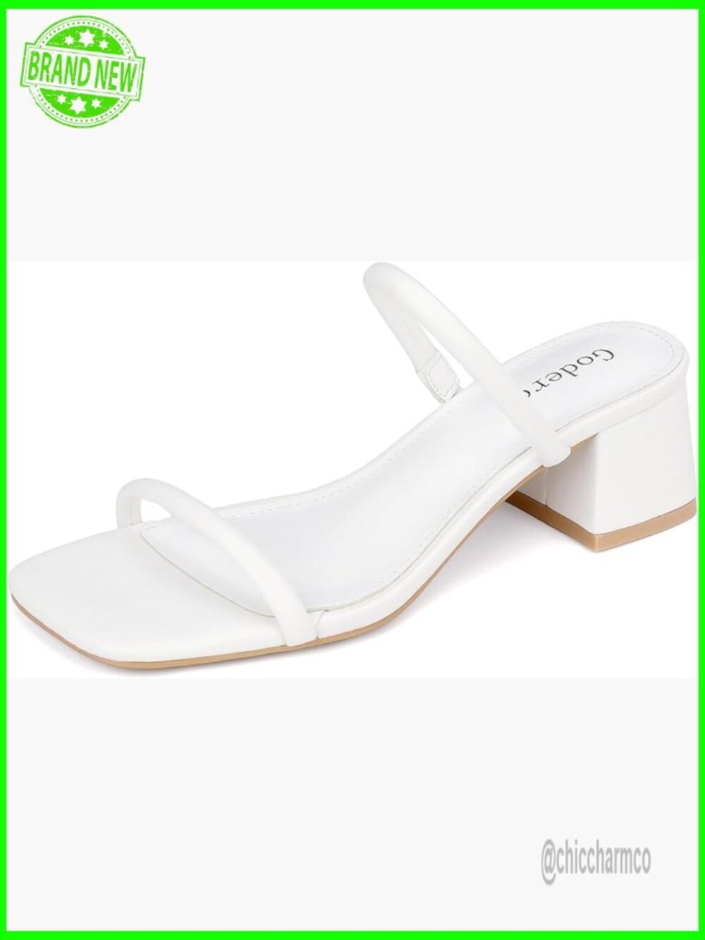 Chunky Block Low Heeled Sandals Square Open Toe Slip On Mule Heels